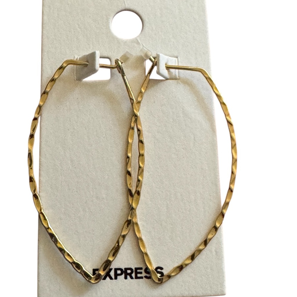 Express Gold Textured Hoop Pierced Earrings